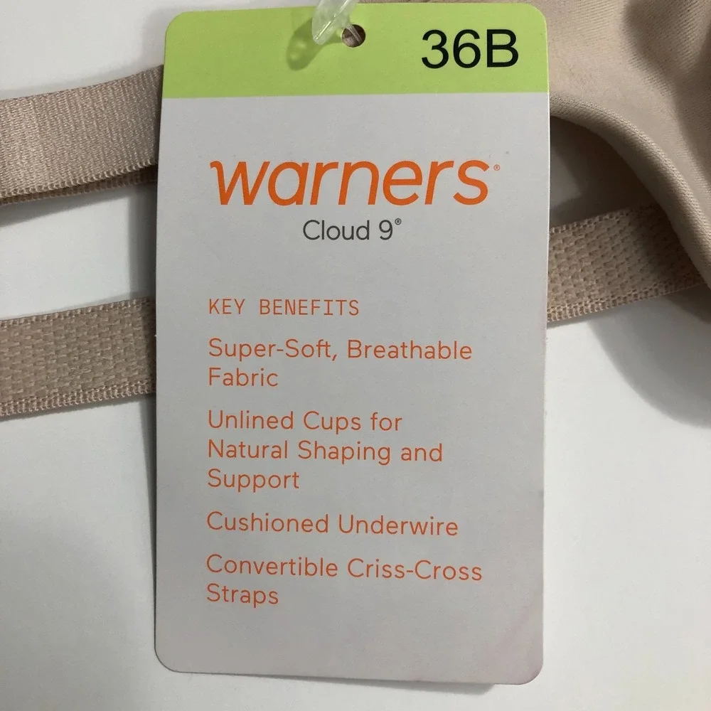Warners Cloud Bra Women's Size 36B Tan Beige Brown Cushioned Underwire‎ Soft